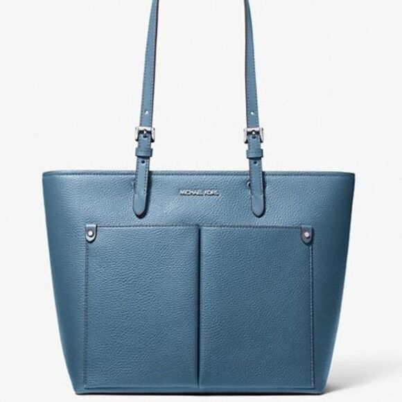 New Michael Kors Jet Set Travel Medium Double Pocket Tote Cornflower - Picture 3 of 4